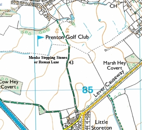 Location of Monks stepping stones click for larger road name map